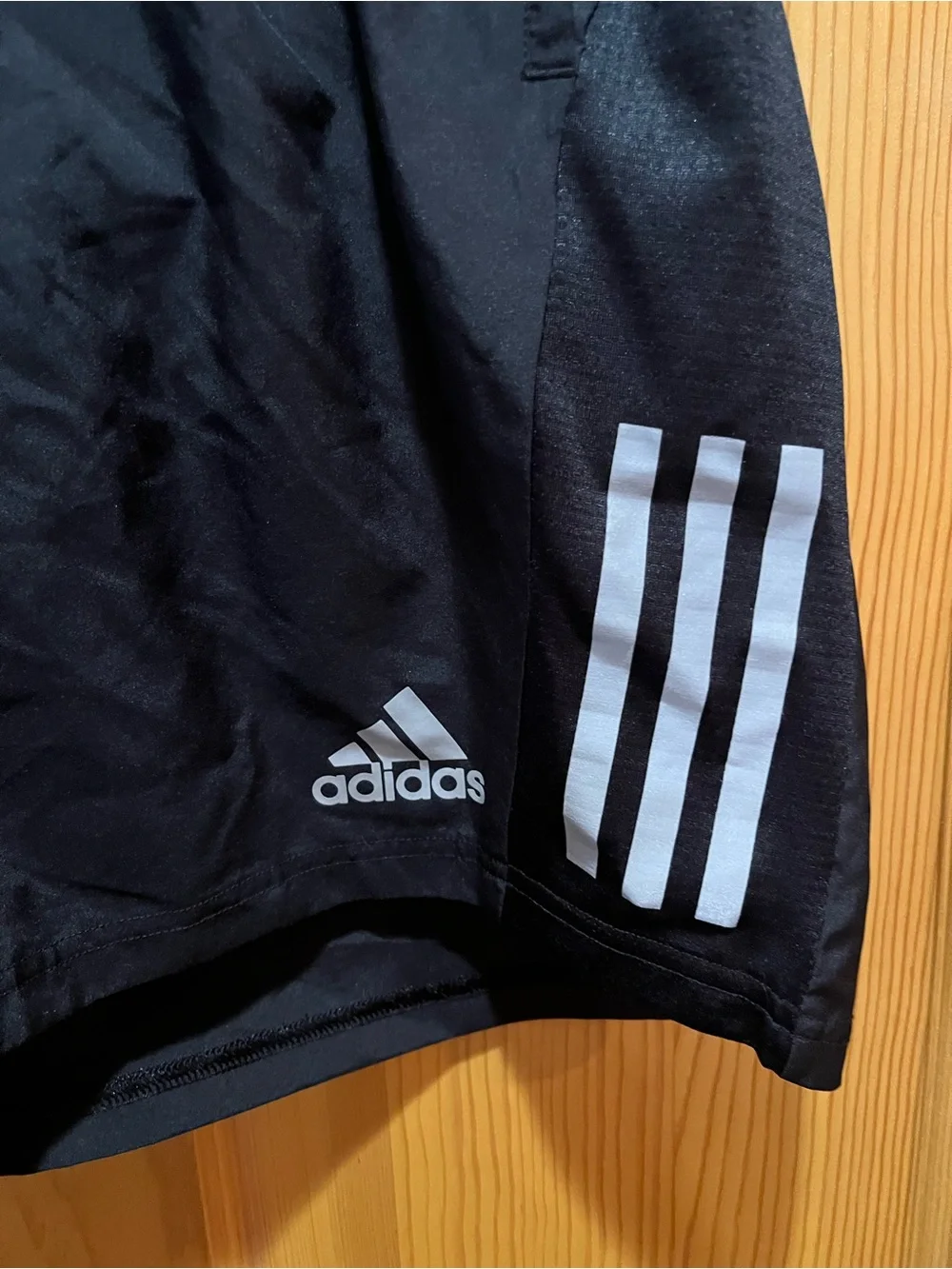 adidas Black Athletic Shorts with White Three-Stripe Accents